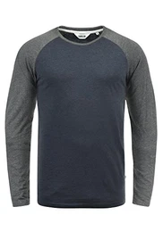 SDBastien Herren Longsleeve Langarmshirt Shirt mit Rundhalsausschnitt Baumwollmischung Regular fit, Größe:M, Farbe:Blue Grey Melange (G8991)