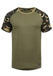 !Solid Cahil Herren T-Shirt Kurzarm Shirt mit Rundhalsausschnitt und Camouflage-Muster Dusty Oliv