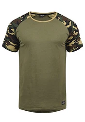 !Solid Cahil Herren T-Shirt Kurzarm Shirt mit Rundhalsausschnitt und Camouflage-Muster Dusty Oliv