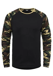 !Solid Cajus Herren Longsleeve Langarmshirt Shirt mit Camouflage-Muster und Rundhalsausschnitt, Größe:M, Farbe:Black Dusty (D9000)