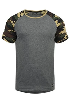 !Solid Cahil Herren T-Shirt Kurzarm Shirt mit Rundhalsausschnitt und Camouflage-Muster Grey Melange