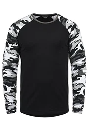 !Solid Cajus Herren Longsleeve Langarmshirt Shirt mit Camouflage-Muster und Rundhalsausschnitt, Größe:M, Farbe:Black Grey (G9000)