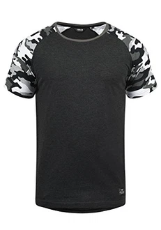 !Solid Cahil Herren T-Shirt Kurzarm Shirt mit Rundhalsausschnitt und Camouflage-Muster Dark Grey Melange