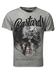 Herren T-Shirt Bastards USA Amerika Totenkopf Skull Krone Vintage Print Grau M
