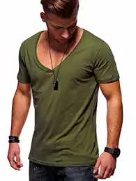 MT Styles Herren T-Shirt V-Neck V-Neck MT-5000 [Khaki, M]