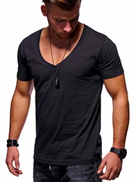 MT Styles Herren T-Shirt V-Neck V-Neck MT-5000 [Schwarz, M]