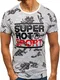 BOLF Herren T-Shirt mit Rundhalsausschnitt Print Aufdruck Täglicher Stil J.Style SS393 Weiß M [3C3]