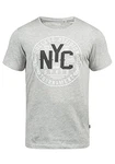 !Solid York Herren T-Shirt Kurzarm Shirt Mit Print Und Rundhalsausschnitt Light Grey Melange