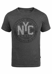 !Solid York Herren T-Shirt Kurzarm Shirt Mit Print Und Rundhalsausschnitt, Größe:M, Farbe:Dark Grey Melange (8288)