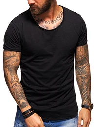 Herren Oversize Kurzarm Basic T-Shirt Rundhals O-Neck 20-1730 Schwarz S