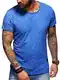 behype. Herren Oversize Kurzarm Basic T-Shirt Rundhals O-Neck 20-1730 Blau M
