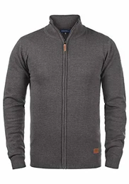 Norman Herren Strickjacke Cardigan Feinstrick mit Stehkragen und Reißverschluss, Größe:M, Farbe:Pewter Mix (70817)