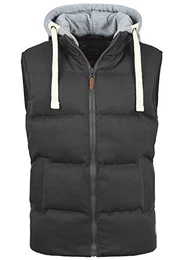 Jens Herren Weste Steppweste Outdoor Weste mit Kapuze und Stehkragen, Größe:M, Farbe:Phantom Grey (70010)