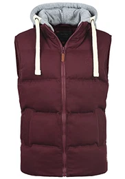 Jens Herren Weste Steppweste Outdoor Weste mit Kapuze und Stehkragen, Größe:M, Farbe:Wine Red (73812)