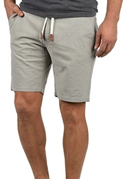 Blend Serge Herren Chino Shorts Bermuda Kurze Hose Mit Rauten-Muster Und Kordel-Gürtel Aus 100% Baumwolle Regular Fit, Größe:M, Farbe:Granite (70147)