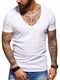 behype. Herren Kurzarm Basic T-Shirt Deep V-Neck 20-0005 Weiß M