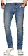 A. Salvarini Designer Herren Jeans Hose Regular Slim Fit Style Jeanshose Stretch, Mittelblau Used, 32W / 32L