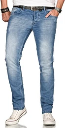 A. Salvarini Designer Herren Jeans Hose Regular Slim Fit Style Jeanshose Stretch[AS-080 - W32 L32]