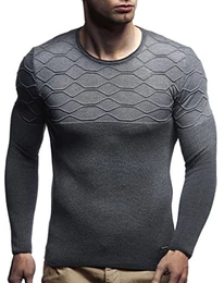 LEIF NELSON Herren Pullover Strickpullover Hoodie Basic Rundhals Crew Neck Sweatshirt Longsleeve Langarm Sweater Feinstrick LN1700; Gr_e M, Anthrazit