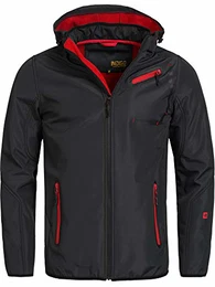 Indicode Herren Brandon Softshelljacke Softshelljacke m. Abnehmbarer Kapuze & Fleece-Futter Winddichte Funktionsjacke Übergangsjacke Outdoorjacke Herrenjacke Jacke f. Männer Black M
