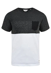!Solid Kold Herren Rundhalsshirt Kurzarmshirt mit Streifen und Brusttasche Dark Grey Melange