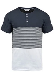 !Solid Marek Herren T-Shirt Kurzarm Shirt Streifenshirt Mit Streifen Und Grendad-Ausschnit, Größe:M, Farbe:Insignia Blue (1991)
