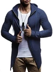 Leif Nelson Herren Sweatjacke mit Kapuze Slim Fit Hoodie-Cardigan LN8149 Schwarz/Blau (LN8149)