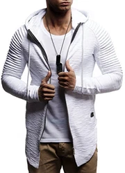 Leif Nelson Herren Sweatjacke mit Kapuze Slim Fit Hoodie-Cardigan LN8149 Grau/Schwarz (LN8149)