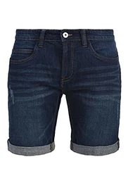 IDQuentin Herren Jeans Shorts Kurze Denim Hose im Destroyed-Optik mit Stretch, Größe:M, Farbe:Dark Blue (855)