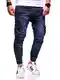 MT Styles Herren Biker Jogg-Jeans Hose RJ-3207 (Dunkelblau, W30/L32)