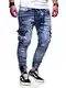 Rello & Reese Herren Biker Jogger-Jeans Hose RJ-3207 (Hellblau, W32/L32)
