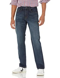 Herren Stretchjeans, athletische Passform, Dunkle Waschung, 32W / 32L
