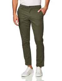 Herren Legere Stretch-Chinohose mit schmaler Passform, Olivgrün, 30W / 32L