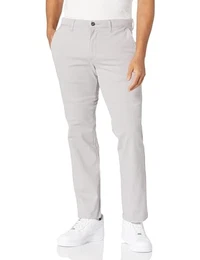 Herren Legere Stretch-Chinohose mit schmaler Passform, Grau, 32W / 32L