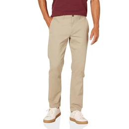 Herren Legere Stretch-Chinohose mit schmaler Passform, Khakibraun, 32W / 32L