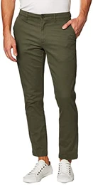 Herren Khaki-Freizeitstretchhose, Schmale Passform, Olivgrün, 32W / 32L