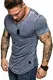 Amaci&Sons Oversize Herren Vintage Verwaschen T-Shirt V-Neck Basic V-Ausschnitt Shirt 6083 Blau S