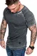 Amaci&Sons Oversize Herren Vintage Verwaschen Biker-Style T-Shirt Crew Neck Rundhals Basic Shirt 6087 Schwarz M