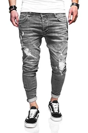 . Herren Destroyed Jeans-Hose 80-3496 (32/32, Grau)
