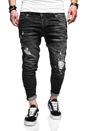 behype. Herren Destroyed Jeans-Hose 80-3496 (32/32, Schwarz)