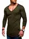 Rello & Reese Herren Oversize Longsleeve V-Neck Rundhals Sweatshirt MT-7314 (Khaki, M)