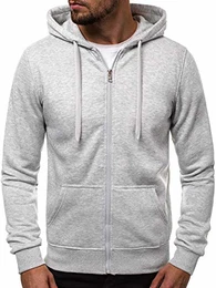 Herren Kapuzenpullover Sweatjacke Sweatshirt Farbvarianten Kapuzenjacke Kapuzenpulli mit Reißverschluss Langarm Hoodie Sport Style Casual Fitness Training Basic 02B GRAU M