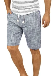 Bones Herren Leinenshorts Kurze Leinenhose Bermuda In Leinen-Optik Aus 100% Baumwolle Regular Fit, Größe:M, Farbe:Navy (70230)