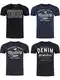 MUSTANG Herren T-Shirt 4er Pack Frontprint O-Neck Rundhalsausschnitt Kurzarm Regular Tee Shirt 100% Baumwolle Schwarz Weiß Grau Blau Grün, Größe:M, Farbe:Farbmix (P5)