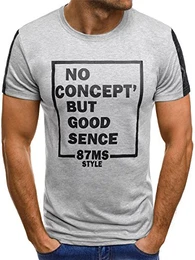 Herren T-Shirt T Shirt Tshirt Kurzarm Kurzarmshirt Tee Top Sport Sportswear Rundhals U-Neck Rundhalsausschnitt Aufdruck Motiv Print JS/SS237 GRAU M