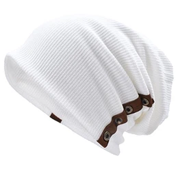 Herren Baumwolle Mütze Strickmützen Slouch Beanie Schädel Cap Winter Sommer Hüte (020-Weiß)