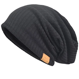 Herren Baumwolle Mütze Strickmützen Slouch Beanie Schädel Cap Winter Sommer Hüte, M, 011s-Schwarz
