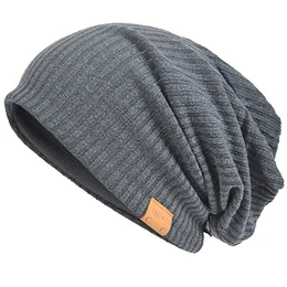 Herren Baumwolle Mütze Strickmützen Slouch Beanie Schädel Cap Winter Sommer Hüte (011s-Grau)
