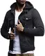 Leif Nelson Herren Sweat-Jacke Denim Vintage Jeans-Jacke für Männer mit Kapuze Slim-Fit Langarm Freizeit Hoodie verwaschen Casual LN5615 Schwarz Medium