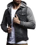 Leif Nelson Herren Sweat-Jacke Denim Vintage Jeans-Jacke für Männer mit Kapuze Slim-Fit Langarm Freizeit Hoodie LN5615 Anthrazit
